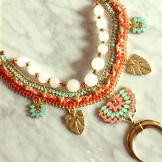 Statement Necklace . Chic Pink Necklace For Spring, Pink Necklace For Spring Beach Occasions, Bohemian Orange Jewelry For Spring, Luxury Multicolor Beaded Necklace Statement Piece, Pink Bohemian Multi-strand Necklaces, Bohemian Multicolor Multi-strand Turquoise Necklace, Bohemian Multi-strand Pink Necklace, Bohemian Multicolor Multi-stone Necklace, Luxury Multi-strand Statement Beaded Necklace