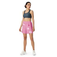 Sports outfits can be a lot of hassle, but with these long shorts there's no need for that. Just throw on a pair and go running, swimming, weight-lifting, or participate in any other activity that pops in your mind. These shorts won't let you down!• 91% recycled polyester, 9% spandex• Fabric weight: 5.13 oz. /yd. ² (174 g/m²)• Four-way stretch moisture-wicking microfiber fabric• Breathable and fast-drying material• UPF50+ protection• 6.5″ (16.5 cm) inseam• Elastic waistband with a flat white dra Summer Athletic Shorts With Built-in Shorts For Jogging, Summer Athletic Shorts With Built-in Liner For Jogging, Athletic Shorts With Built-in Liner For Jogging In Summer, Breathable Summer Jogging Shorts, Breathable Shorts For Summer Jogging, Breathable Summer Shorts For Jogging, Pink Athletic Shorts With Built-in Liner For Summer, Pink Athletic Shorts With Built-in Shorts For Summer, Pink Training Shorts For Spring