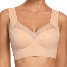 PRICES MAY VARY. ▲Amazing Comfy Bras▲ -- WOWENY light support wireless bra maybe the most comfortable bralette you will ever owned. No buckle, wire free, 360° stretchy back. Ultra soft lightweight leisure no line bras for women make you feel like wearing nothing at all. Thickness is only 0.2cm thin, ice silk leisure bra provides you zero touch experience and all day comfort. ▲Night Bras for Women Sleeping▲ – Our soft seamless sleep bras yoga bra using unique adhesion technology, is seam-free and Fashion Bra, Armpit Fat, Compression Bra, Wireless Bras, Sleep Bra, Back Fat, My Fashion, Improve Posture, Racerback Sports Bra