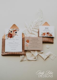 the wedding stationery is laid out and ready to be used