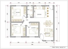 the floor plan for a small house with three bedroom and two bathrooms, including an office area