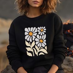 Boho Flower Sweatshirt, Wildflower Sweater, Flower Print Crewneck, Women Floral Minimalist Sweater, Valentine's Day Gift, Trendy Sweatshirt ORDERING 1- Please review all the information provided before placing an order 2- Select the sweatshirt type and size by using the drop down menu. 3- Select the color of the shirt using the following drop down menu. 4- Need more items? If you like to add more items to your order please press the back button and repeat steps 1-3 again. 5- Once all your desire Minimalist Sweater, Floral Minimalist, Flower Sweatshirt, Flower Print, Flower Prints, Wild Flowers, Valentine Day Gifts, Sweat Shirt, Color Design