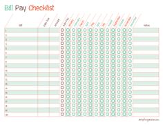 a printable bill pay checklist