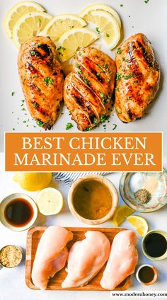 the best chicken marinade ever with lemons, garlic and parmesan cheese