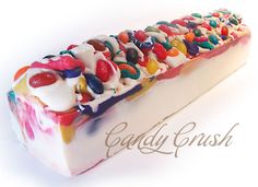 a close up of a candy bar on a white background with the words candy crush written below it