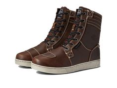 Harley-Davidson Steinman High - Men's Boots : Brown : For a weatherproof riding boot that looks as good as it feels, look no further than the Harley-Davidson Steinman High Boot. Because of its high-top sneaker silhouette and versatile function, this style is also known as the riding sneaker. Full grain leather upper and Hydro-Guard membrane lining are both breathable and waterproof to keep your feet cool and dry. Lace up boot features durable metal eyelets and inside zipper closure for a secure Brown High-top Waterproof Moto Boots, Brown Waterproof High-top Moto Boots, Waterproof High-top Moto Boots For Fall, Brown Low-top Weatherproof Boots, Brown Weatherproof Low-top Boots, Casual Waterproof High-top Moto Boots, Slip-resistant High-top Boots For Fall, Sneaker Silhouette, Harley Davidson Logo