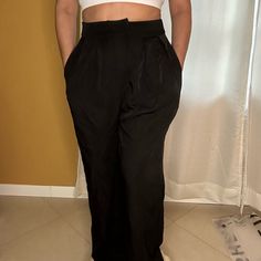 This Is A Great Pant For Work Or Any Other Occasion I’m 5’2 And The Pants Size Is Tall M Brand New Has Pockets On The Sides Black High-waist Parachute Pants With Pockets, Black Stretch Wide-leg Parachute Pants, Jumpsuit Trousers, Jumpsuit Dress, Pant Jumpsuit, Pants For Women, Trousers, Dress Up, Brand New