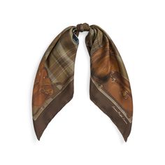 This lightweight silk square scarf melds a timeless plaid pattern with a travel-inspired motif. It’s finished with hand-rolled ends and a signature “Lauren Ralph Lauren” script logo at the hem. Ralph Lauren Scarf, Plaid Accessories, Fall Scarf, Silk Square Scarf, Faded Jeans, Fall Scarves, Scarf Tying, Script Logo, Travel Inspired