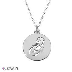 Those born under the water sign Scorpio are celebrated for their passionate, resourceful and observant nature. This gorgeous necklace features a unique cutout of the Scorpio zodiac sign in the center of a 14mm round disc pendant. It makes the perfect gift for any birthday, holiday or momentous occasion! Complete your piece by customizing it with any metal of your choice. Symbolic Engraved Medallion Necklace, Symbolic Engraved Initial Pendant Jewelry, Symbolic Round Charm Necklace With Coin Pendant, Symbolic Engraved Round Pendant Jewelry, Stainless Steel Medallion Coin Pendant Jewelry, Spiritual Zodiac Sign Round Jewelry, Spiritual Zodiac Sign Jewelry, Minimalist Zodiac Sign Round Pendant Necklace, Symbolic White Gold Medallion Necklace