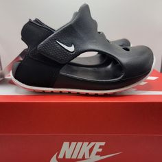 Nike Sunray Protect 3 Sandals Dh9465-001(New With Box) Sizes:5c-7c-9c Adjustable Black Sport Sandals With Rubber Sole, Black Non-slip Closed Toe Sport Sandals, Black Adjustable Sport Sandals With Rubber Sole, Nike Non-slip Sport Sandals With Round Toe, Black Low-top Non-slip Sandals, Black Non-slip Low-top Sandals, Black Closed Toe Sports Sandals, Nike Non-slip Round Toe Sandals, Nike Black Non-slip Sport Sandals