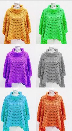 four different colors of sweaters on a mannequin