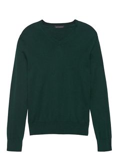 Banana Republic Mens Silk Cotton Cashmere V-Neck Sweater Hope Green