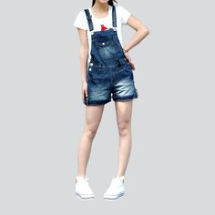 Fashion-forward and effortlessly cool. we present the 2023 Summer Collection ââ‚?the 90s-inspired denim romper! Crafted with premium quality fabric. this medium wash masterpiece is sure to be your go-to piece for the season.Why You'll Love ItCombining sleek slim fit with a classic denim fabric. this romper is a must-have for those looking to make a statement. Flaunt its edgy distressed pattern. pockets. and suspenders closure with pride!Key Highlights: A '90s Vibe: Inspired by the iconic grunge Casual Short Denim Jumpsuit, Casual Short-length Denim Jumpsuit, Casual Relaxed Fit Short Denim Jumpsuit, Casual Short Overalls For Spring, Casual Spring Overalls In Short Length, Casual Short Length Overalls For Spring, Casual Short Spring Overalls, Casual Summer Shortalls, Casual Spring Short Overalls