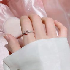 Chic CZ Inlaid Pink Crystal Heart Ring – ArtGalleryZen Silver Falls, Fall Rings, Chic Pink, Delicate Rings, Sparkling Crystal, Crystal Heart, Exquisite Jewelry