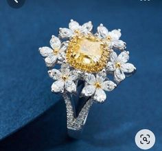 Jewellery Photo, Flower Engagement, Flower Engagement Ring, Fancy Yellow Diamond, Jewellery Rings, Trendy Ring, Silver Wedding Bands, Fancy Jewelry