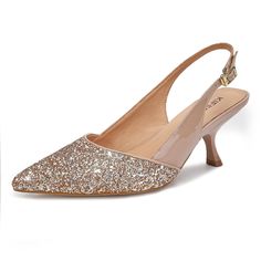 PRICES MAY VARY. SLINGBACK KITTEN HEELS: The sequin slingback heels are designed with elegant sparkly pointed toe and sexy kitten heel,adding a hint of glamour to your ensemble PATENT GLITTER HEELS: The closed toe heels for women are designed with sequin pointed toe and patent leather body patchwork, combining classic and fashion, which can well elongate the leg line and enhance the overall charm ADJUSTABLE BUCKLE STRAP: Adjustable buckle creates a secure fit and prevents the back strap from sli Mother Of The Groom Shoes, Comfortable Wedding Heels, Mog Dresses, Kitten Heel Slingbacks, Slingback Kitten Heels, Pointy Heels, Closed Toe Heels, Shoes Heels Classy, Groom Shoes