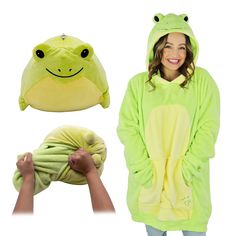 Hop into unparalleled coziness with the Frog Snugible by Plushible - the ribbeting companion for year-round comfort! This one-of-a-kind froggy blanket hoodie effortlessly transforms into a plush pillow, delivering leaps and bounds of snuggly goodness. Crafted with thoughtful design, the Frog Snugible fits a variety of sizes, ensuring a snug and cozy experience for all. Ultra-Soft Plush Fabric 2-in-1 Transforming Plush Pillow and Blanket Hoodie Lightweight and Comfortable Oversized Hoodie One Size Fits Most Machine Washable Whether you're treating yourself or hopping around for a unique gift, this frog-tastic Snugible guarantees smiles and warm hugs galore. And here's the best part - it's machine washable! Just toss it in the washing machine to keep it fresh and clean, allowing you to enjoy Froggy Blanket, Hoodie Pillow, Blanket Sweatshirt, Comfy Blankets, Oversized Blanket, Blanket Hoodie, Hoodie Oversize, Hoodie Blanket, Cozy Gift