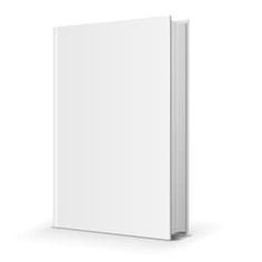 an empty white book on a white background with clippings for text or images