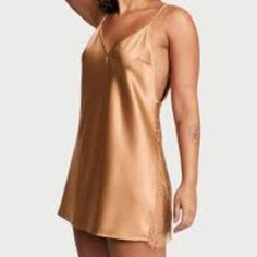 Victoria's Secret Honey Satin Plunge Lace Inset Slip Size L New With Tags Lace Inset, Women's Intimates, Victoria's Secret, Honey, Slip On, Satin, Tags, Lace, Women Shopping