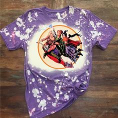 Custom Hocus Pocus Graphic Tee - 50 50 Cotton Tee - Heather Purple - Halloween Tshirt Hocus Pocus Tee, Bleached Shorts, Fleetwood Mac Rumors, Black Flame Candle, Bleach T Shirts, Chicken Shirts, Purple Halloween, Heather Purple, Halloween Tshirt