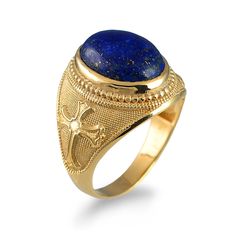 Gold Gemstone Ring, Christian Cross, Elevate Your Style, Gemstone Ring, Statement Ring, Lapis Lazuli, Your Style, Statement Rings, Solid Gold