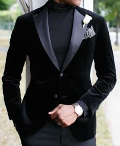 Black Prom Suits, Turtleneck And Blazer, Steve Urkel, Formal Pant, Mens Turtleneck, Formal Jacket, Business Event, Velvet Suit, Style Formal