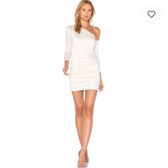 Nwot’s. Dream Celine Silk Bodycon Mini Dress In Ivory. Size Medium. Open To Offers. White Ruched Midi Dress For Night Out, White Ruched Midi Dress For Date Night, Elegant White Ruched Bodycon Dress, White One-shoulder Bodycon Dress For Date Night, White One Shoulder Cocktail Bodycon Dress, White One-shoulder Cocktail Bodycon Dress, White One-shoulder Ruched Midi Dress, White Bodycon Cocktail Dress, White One-shoulder Mini Dress For Night Out