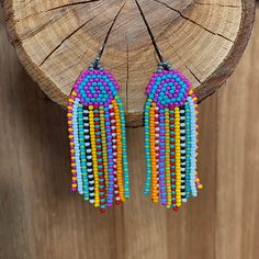 Earrings Cool, Earrings Funky, Ombre Earrings, Beaded Chandelier Earrings, Dangle Earrings Boho, Funky Earrings, Long Dangle Earrings, Skull Earrings, Seed Bead Earrings