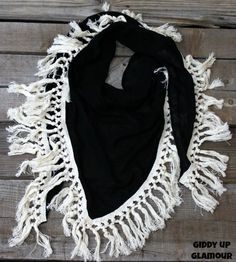 Super cute to wear as a scarf or shawl to dress up an outfit! Wild Rags, Stylish Scarves, Giddy Up Glamour, Wild Rag, Black Scarf, Pashmina Scarf, Scarfs, Damask, Trendy Fashion