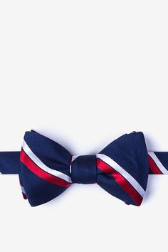 Axel Bow Tie Navy Formal Ties For Summer, Red Butterfly, Navy Background, Red Silk, Bow Ties, Step Up, Stripes Pattern, Bow Tie, Contrasting Colors