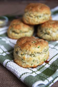 some biscuits are sitting on a towel