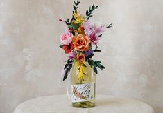 a vase filled with flowers sitting on top of a table