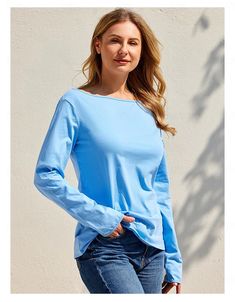 T shirt Tee Women's Light Blue Watermelon powder White Solid / Plain Color Basic Soft Daily S 2024 - $5.25