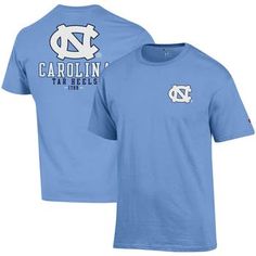 The Men's Champion Carolina Blue North Carolina Tar Heels Stack 2-Hit T-Shirt is a must-have for any devoted North Carolina Tar Heels fan. With its rib knit collar and bold North Carolina Tar Heels graphics, this shirt proudly displays your unwavering support for the team. Whether you're cheering from the stands or simply showing your Tar Heels pride, this shirt is the perfect way to represent your favorite college basketball team. Material: 100% Cotton Screen print graphics Imported Brand: Cham Athletics Logo, Tarheels Basketball, North Carolina Tar Heels, Tar Heels, Basketball Team, College Basketball, Carolina Blue, Track And Field, Lacrosse