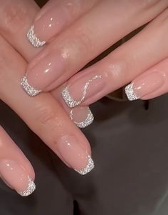 Quince Nails, Ombre Acrylic, Engagement Nails, Formal Nails, Fancy Nails Designs, Simple Gel Nails, Sparkly Nails, Homecoming Nails, Silver Nails