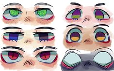 an image of eyes with different colors and shapes