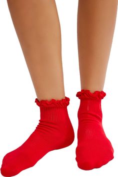 So comfy socks featured in an ankle rise style with ruffle edge detailing. Fit & Design: Ribbed knit Seamed toe Ruffle Socks, Ruffled Socks, Comfy Socks, Fp Movement, Athletic Outfits, Outdoor Accessories, Ribbed Knit, Top Brands, Cotton Blend