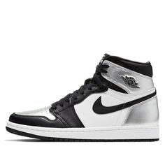 Silver Jordans, Air Jordan 1 Silver Toe, Dior 2021, Wmns Air Jordan 1, Prada Fashion, Silver Sneakers, Cute Nike Shoes, Air Jordan 1 Retro High Og, High Sneakers