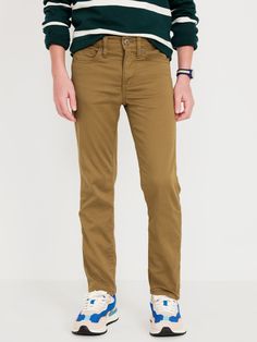 interior adjustable waistband snap-button closure in sizes 5-8 regular button closure in sizes 9-18 zip fly scoop pockets and coin pocket in front patch pockets in back cotton 98% spandex 2% Roundhouse Kick, Jeans For Boys, Pants For Boys, Pants Brown, Stretchy Jeans, Adjustable Waistband, Boys Jeans, Slim Pants, Pocket Pants