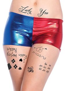 Harley Quinn Tattoos Costume, Easy Harley Quinn Costume, Diy Harley Quinn Costume For Women, Maquillaje Harley Quinn, Maquillage Harley Quinn, Tatuaje Harley Quinn, Harley Quinn Disfraz, Harley Quinn Halloween Costume