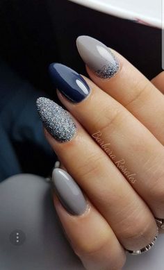 Elegant Bridal Nails, Grey Nail Art, Grey Nail, Stiletto Nail Art, Nail Design Inspiration, Her Nails, Gray Nails, Winter Nail Art, Winter Nail Designs