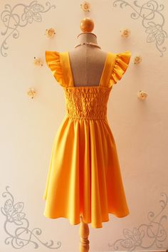 OLIVIA Bright Mustard Yellow Dress Ruffle Sleeve Dress | Etsy Bridesmaid Midi Dress With Sweetheart Neckline And Ruffles, Elegant A-line Party Sundress, Summer Bridesmaid Midi Dress With Ruffles, Sundress With Ruffles For Party, Party Midi Dress With Ruched Ruffled Straps, Party Midi Dress With Ruched Details And Ruffled Straps, Ruched Midi Dress With Ruffled Straps For Party, Fitted Bridesmaid Midi Dress With Ruffle Hem, Ruffled Sundress For Party