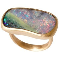 Dalben design 18k rose gold satin finishing ring with a 13,7 carat bezel-set pink green Australian Boulder Opal . The stone has pink spots on pastel colors with a deep green spots corner and reminds a magical abstract landscape. Ring size 7 1/4 - EU 55 re-sizable to most finger sizes. Bezel setting dimension: width 25,3 mm, height 13,8 mm. The ring has been designed and handcrafted in our atelier in Italy Como with a rigorous quality workmanship . Opal Rose Gold Ring, Italy Como, Boulder Opal Jewelry, 22k Gold Ring, Rose Gold Opal Ring, Boulder Opal Ring, Australian Black Opal, Lightning Ridge Opal, Platinum Diamond Rings