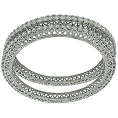 Single line 22 pointer each , 29 Ct Contemporary 18 Karat White Gold & Diamond Eternity Bangle Bracelet It features Two bangles crafted from 14k White gold embedded with 29 Carats of Round brilliant diamonds in two bangles The pattern can be stacked with similar style bangles or worn as a stand-alone piece. These are slide on bangles. Do not open from side Total Diamond weight 29 Ct Each Diamond size : approximately 22 pointer each # of Diamonds in each bangle 66 Total # of diamonds : 132 14 K gold 48 gm No professional pictures , but diamonds are very sparkling , Much better than what it shows in the pictures. Please look at the all the pictures to get a better idea. I have added pictures from my I phone too just to get a real feel of the piece. All our jewelry comes with a certificate ap Single Line Bangle Diamonds, Silver Timeless Bangle With 17 Jewels, Luxury Hand Set Round Bangle, Diamond Bangle With Prong Setting In Silver, Silver Diamond Bangle With Prong Setting, Hand Set White Gold Round Bangle, Dazzling Silver Brilliant Cut Bangle, Silver Luxury Bangle With Prong Setting, Luxury Silver Bangle With Prong Setting