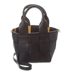 Color/Material: Black Genuine Leather Design Details: Gold-Tone Hardware Measures 5in Wide X 5in High X 5in Deep Shoulder Strap Drops 47in Drawstring Closure Made In Italy Please Note: All Measurements Were Taken By Hand And Are Approximate; Slight Variations May Occur. Black Woven Leather Bag For Everyday Use, Office Crossbody Bag With Braided Handles, Black Woven Leather Shoulder Bag For Everyday, Black Rectangular Satchel With Woven Leather, Black Leather Satchel With Woven Details, Black Woven Leather Shopping Bag, Black Woven Leather Shoulder Bag, Black Leather Shoulder Bag With Braided Handles, Black Woven Leather Shoulder Satchel