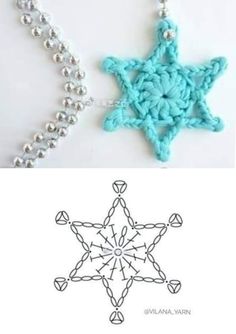 crochet snowflake ornament and bead necklace pattern for beginners