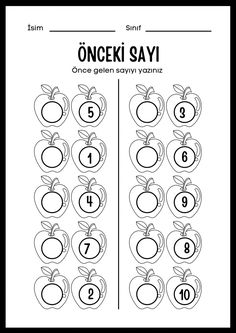 an apple counting game with numbers to 10 and ten on the same page, which is in