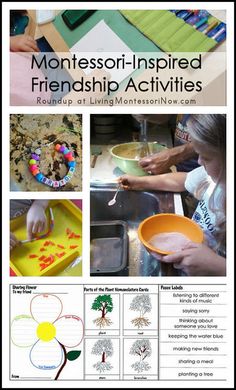 a flyer for montesso - inspired friends and their activities to help them learn how to make