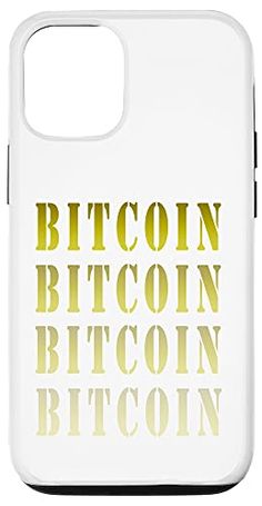 a white phone case with the words bitcoin and gold foiling on it