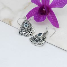 Balinese Sterling Silver Natural Gemstone Earring/dangle and - Etsy Gemstone Earrings Dangle, Earring Dangle, Earring Handmade, Sterling Silver Dangle Earrings, Silver Jewelry Handmade, Drop Earring, Balinese, Silver Earrings Dangle, Jewelry Silver